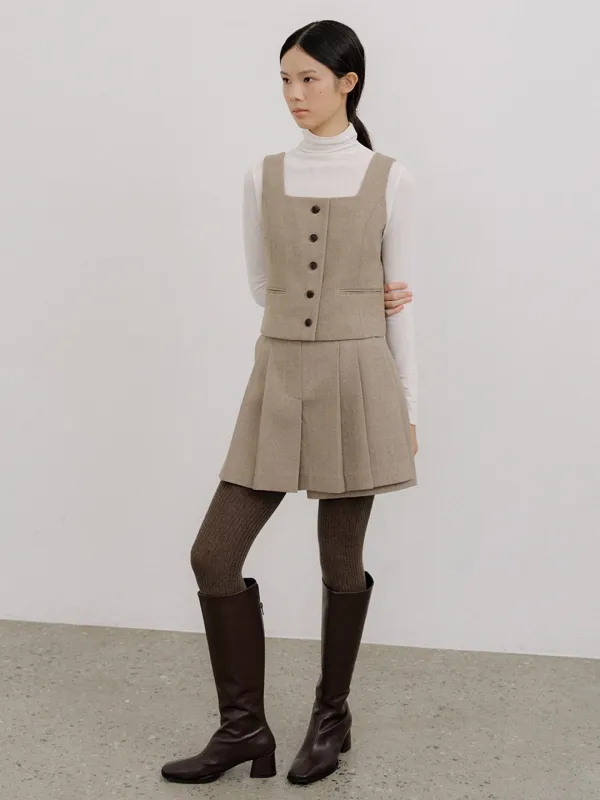 HERRINGBONE WOOL VEST_2COLOR