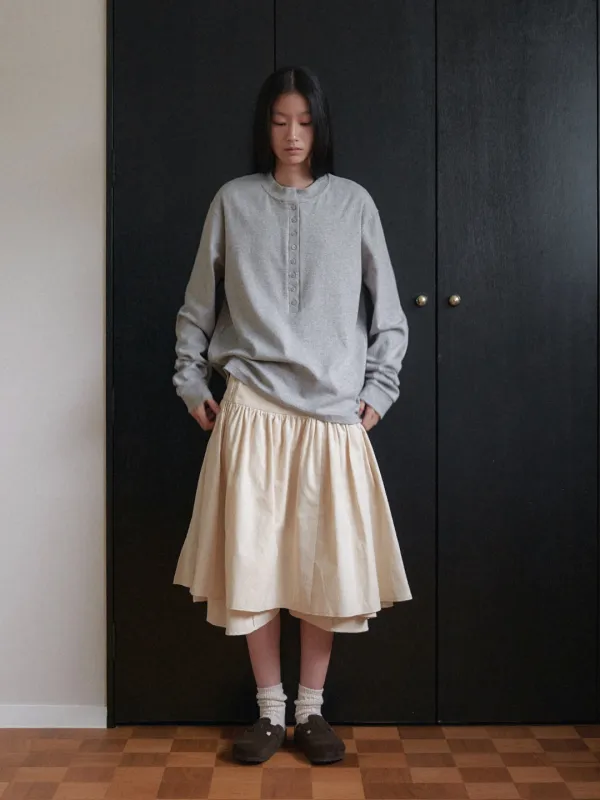 [26FW] Shirring Flare Wrap Skirt - Ivory