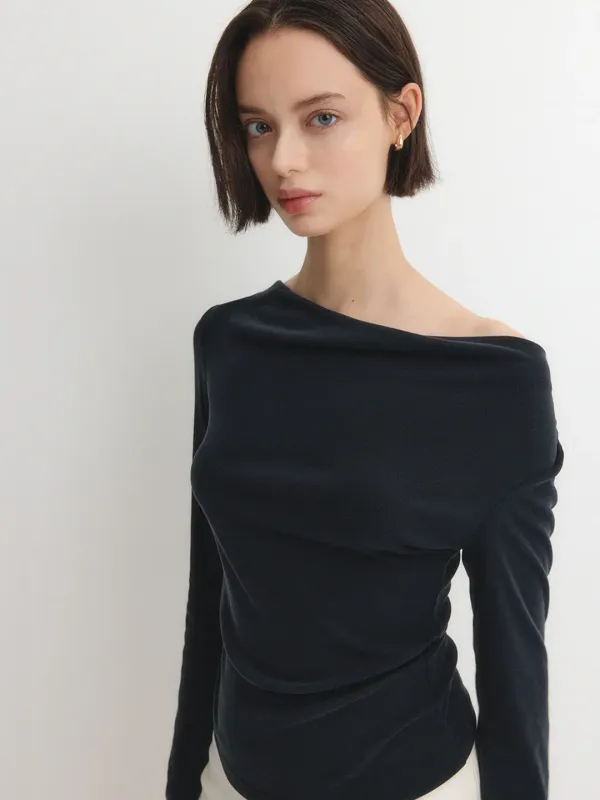 LINDA SHIRRING TOP_BLACK