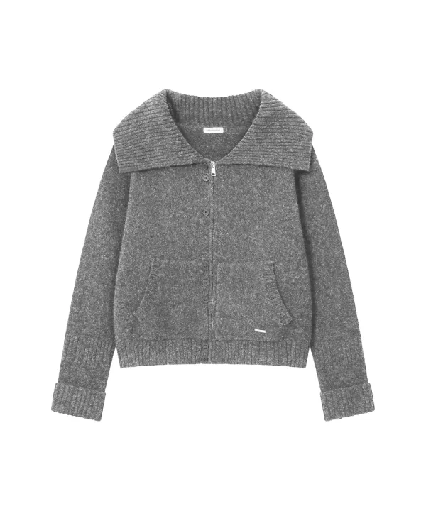 [레이 PICK] Unbalanced button knit cardigan GREY