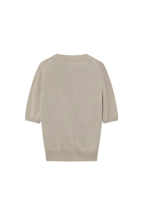 LENA COLLAR KNIT TOP [BEIGE]