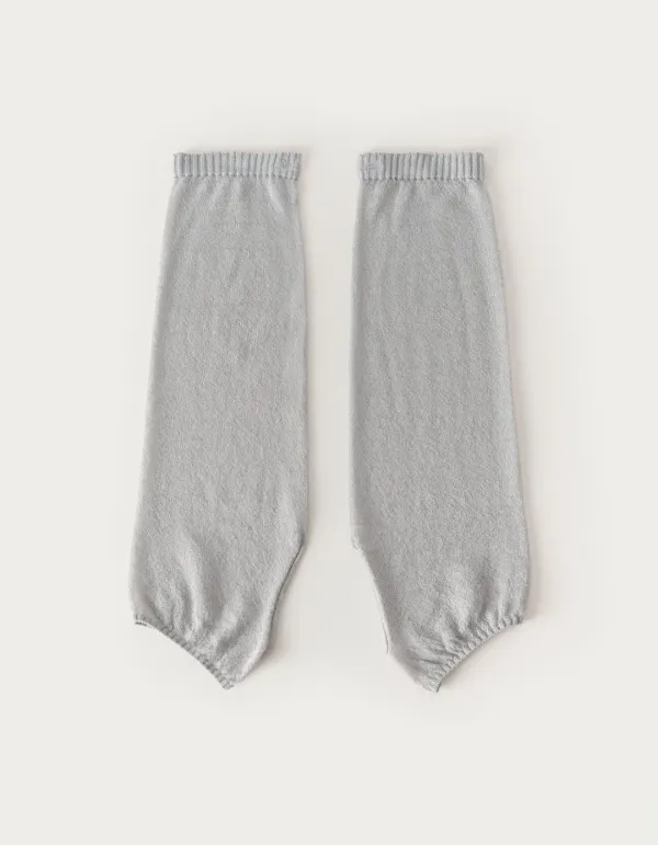 See-Through Open-Toed Knit Socks - Light Grey