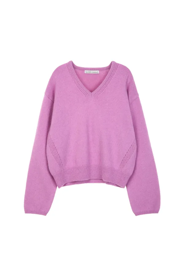 V-neck Knitted Top, Lavender