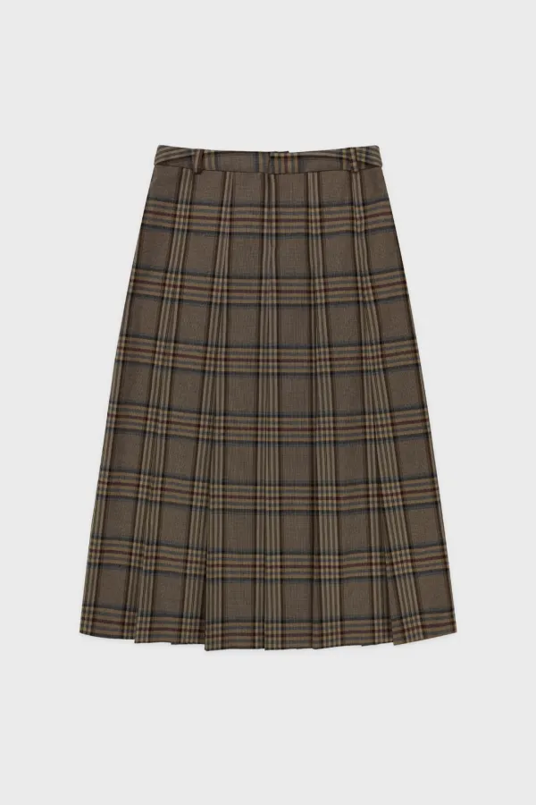 [유인나 착용] Sinoon Pleated Maxi Skirt (Check)