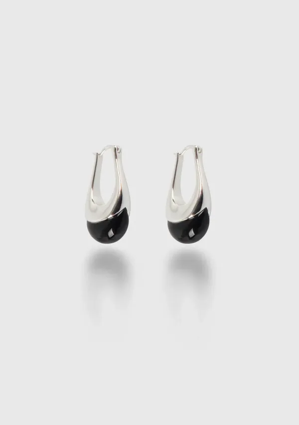 Real Onyx Combi Earrings Silver