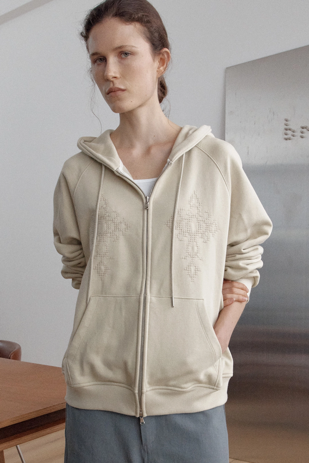 브렌다 브렌든 n.p hood zip-up - lime 상품 이미지 1