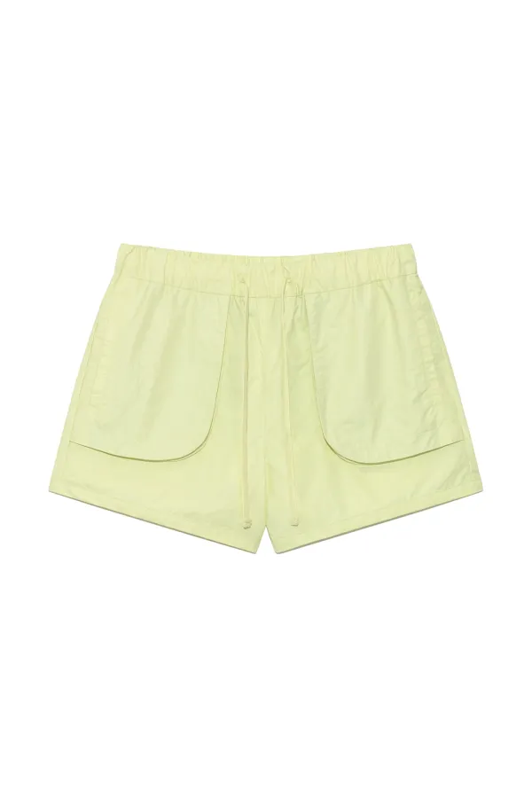 OUT POCKET NYLON BANDING SHORTS IN LIME