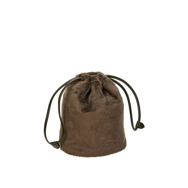 [아울렛] Perfec Drawstring Fur Pouch (퍼펙 드로우 스트링 퍼 파우치) Punky Khaki