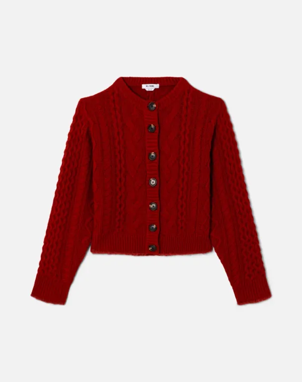 Surplus Cable Cardigan - Rosso