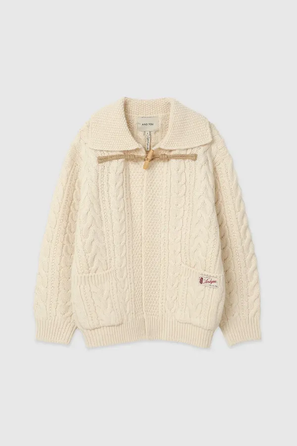링비 케이블 울 가디건 (Ivory)