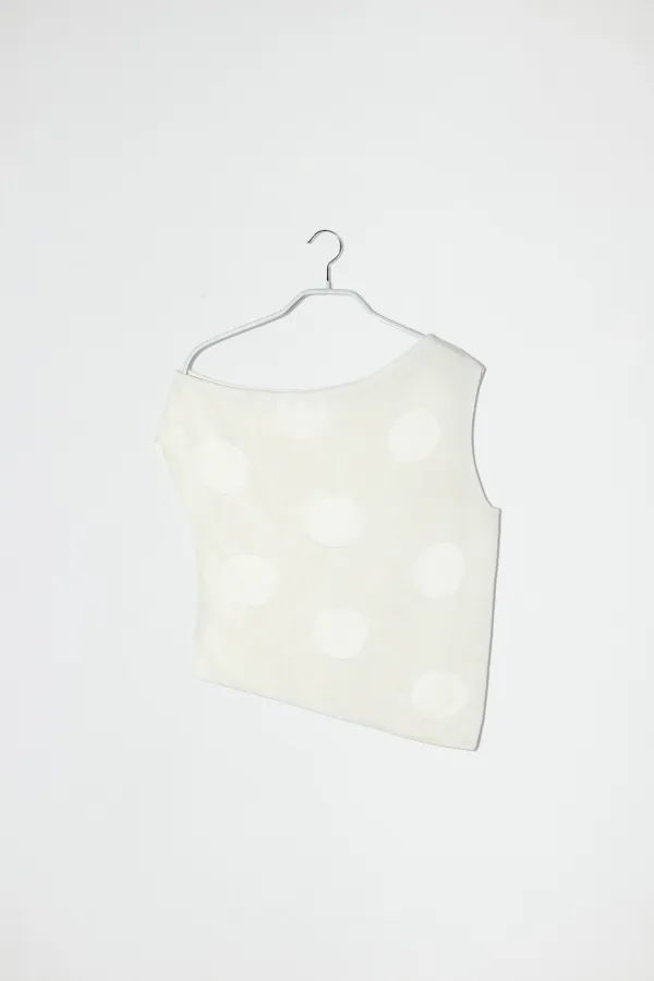 DOT ONE SHOULDER SLEEVELESS KNIT - CREAM