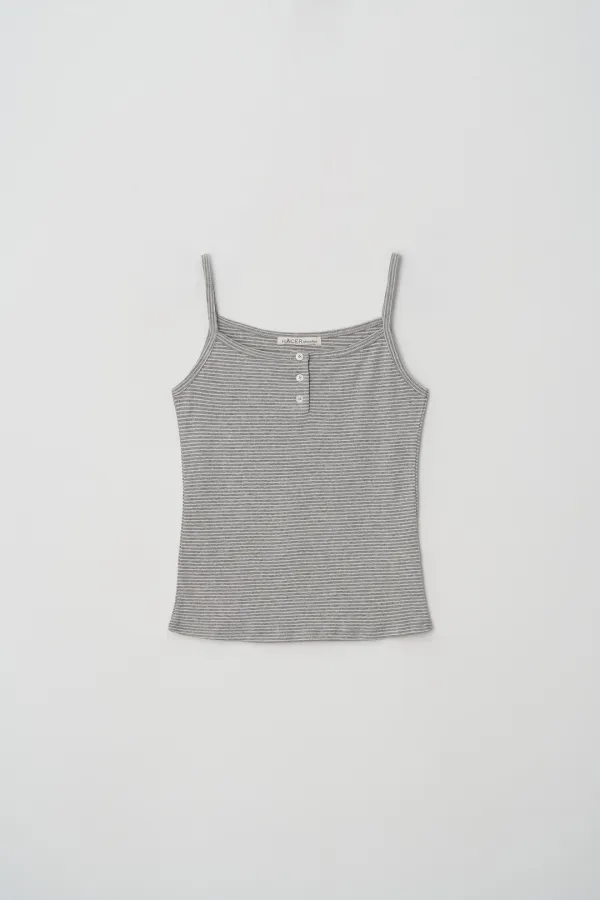 Stripe Henri Neck Sleeveless (2Color)