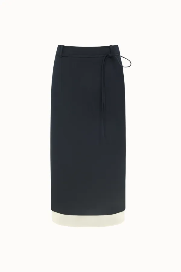 [2차 리오더]Sheer Layered H-line Skirt[LMBEAUSK404]-Navy