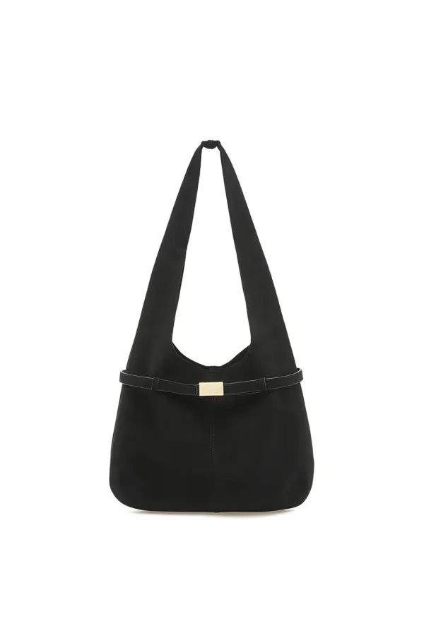 Belted Hobo Bag, Black