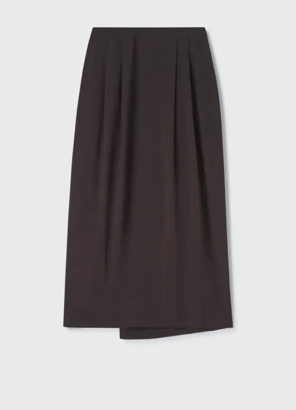 Sheer Tuck Skirt / Brown