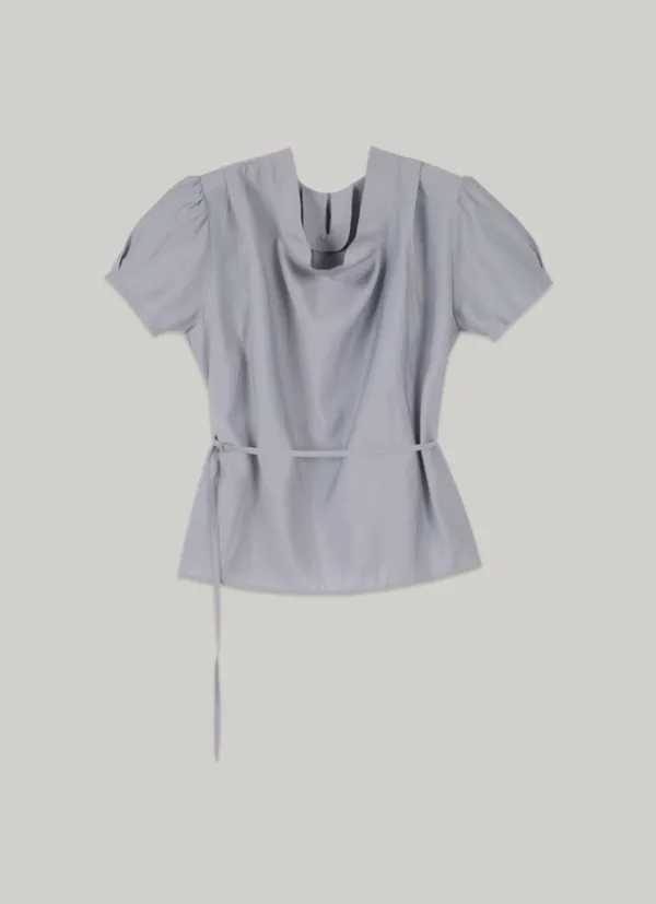 comos 1408 tie drape neck blouse (2color)