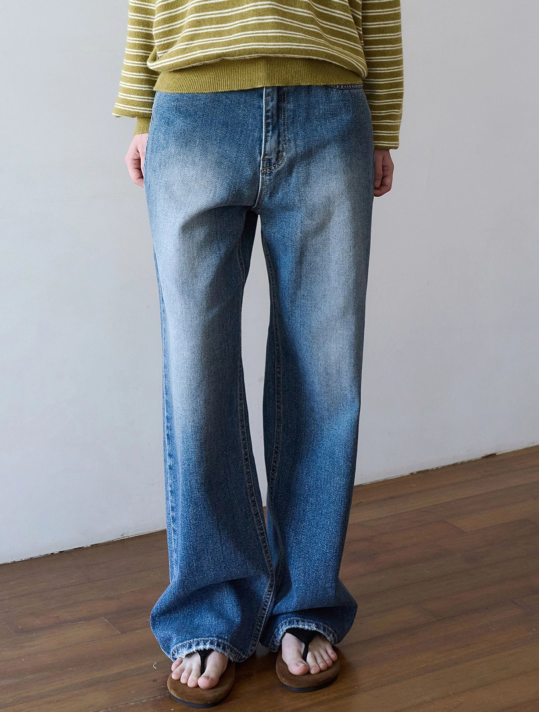 로에일 Vintage washed Straight denim pants_Blue 상품 이미지 1