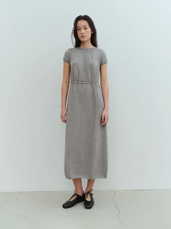 TVS CAP SLEEVE WHOLEGARMENT KNIT DRESS_GREY