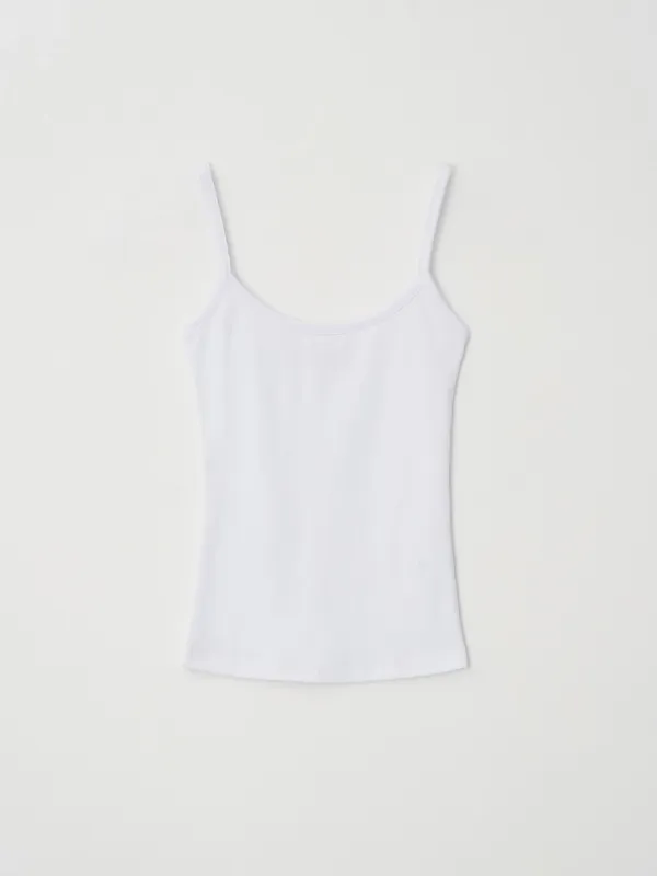 [Essentials] Retro Slim-Fit Stretch Top (White)