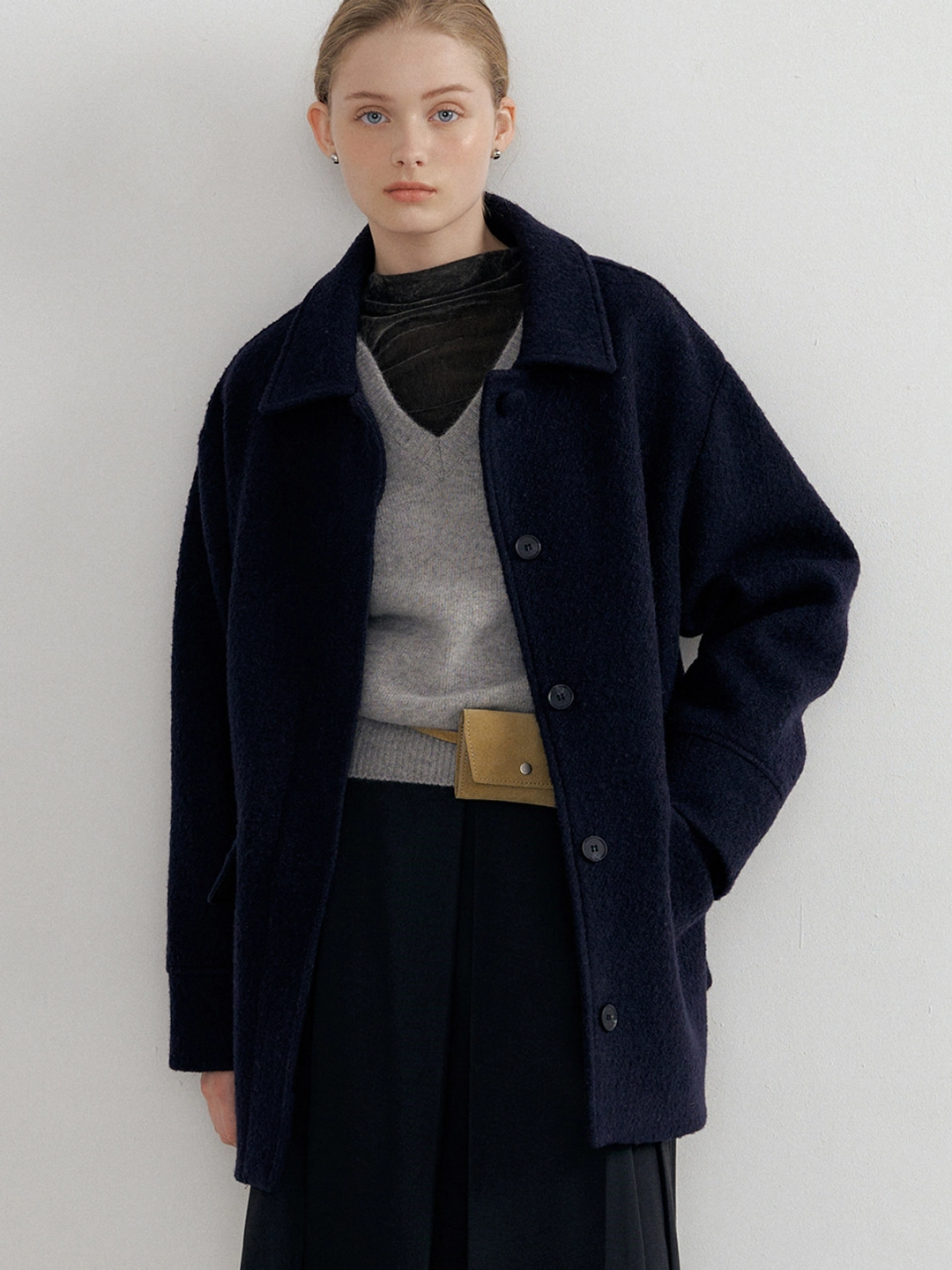 아워코모스 comos 1615 butning classic half-coat (navy) 상품 이미지 2
