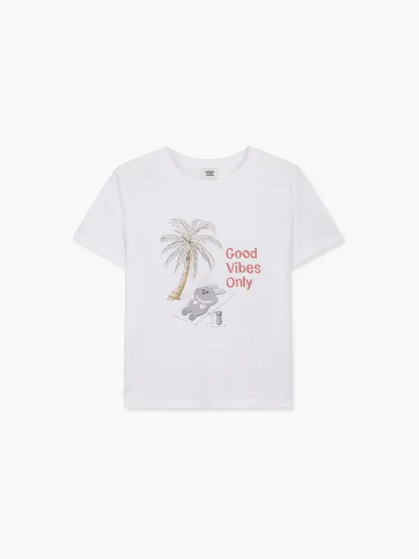 CHARMCHARM BEACH T-SHIRT_white