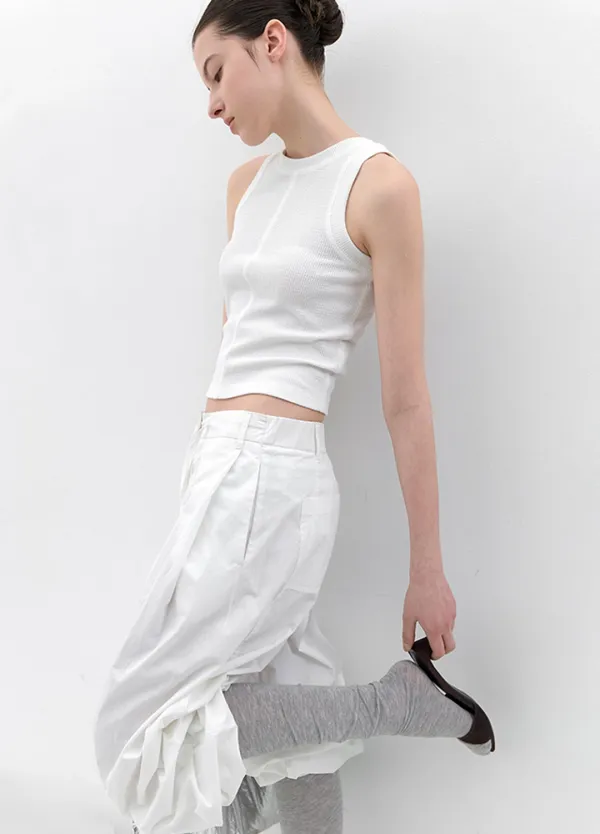 (T-7225)AN WAFFLE ON-NECK TEE S