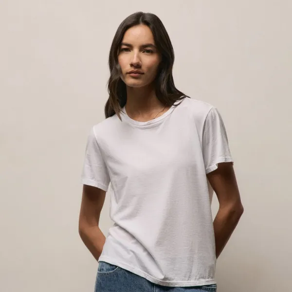 Luxe Lotus Jersey Crew - White