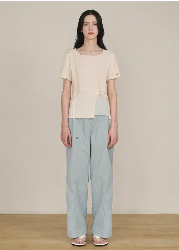  [25-36]  Barbet Line Nylon Wide Pants  바벳 라인 나일론 와이드 팬츠 (여름-봄-마실룩-데일리룩-기본템-바스락-출근룩-와이드핏-군살커버-통통녀-빅사이즈-자체제작) 