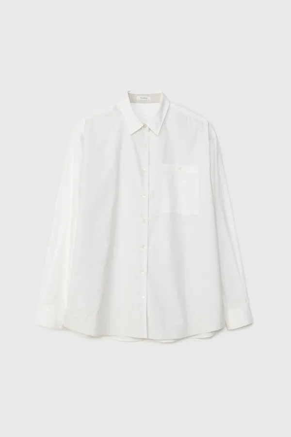 Cotton Contrast Shirt (White/Beige)