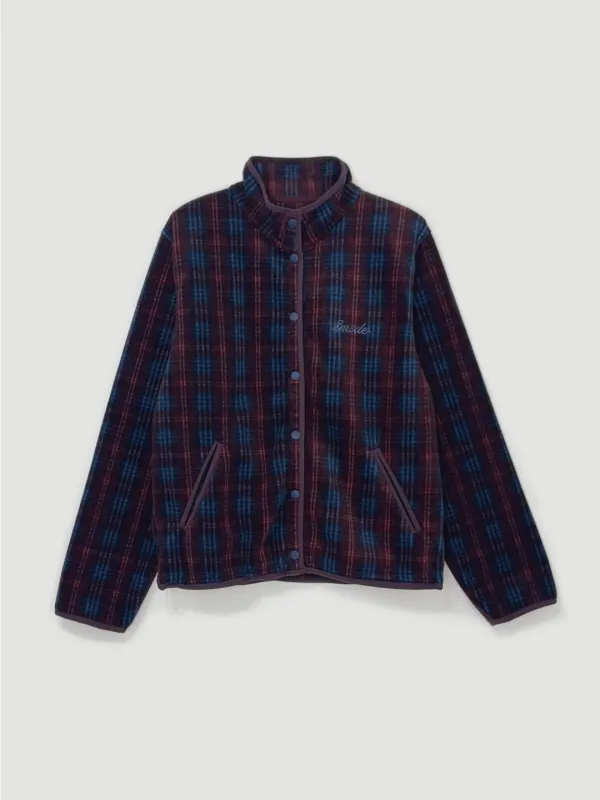 Check fleece jacket (버건디)