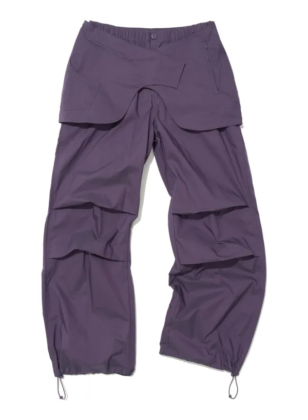 [WOMEN] BELTED LAYERED PARACHUTE PANTS_PURPLE