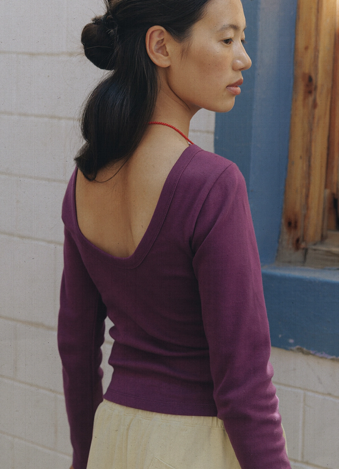 부디무드라 Essential scoop long sleeve_Deep Purple 상품 이미지 1