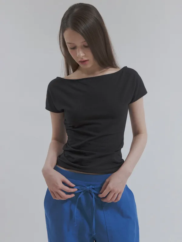 corset line boatneck top (black)
