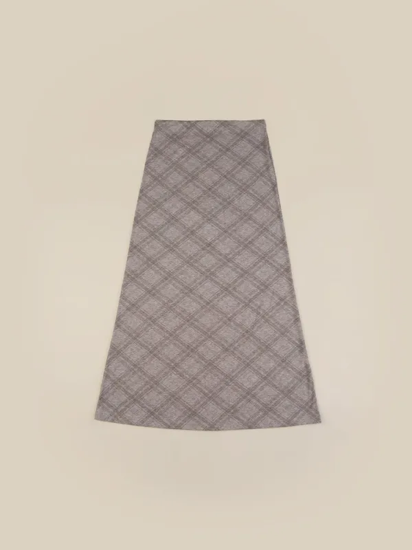 [*9/22 순차 출고 ] CHECK EASE LONG SKIRT [ GRAY ]
