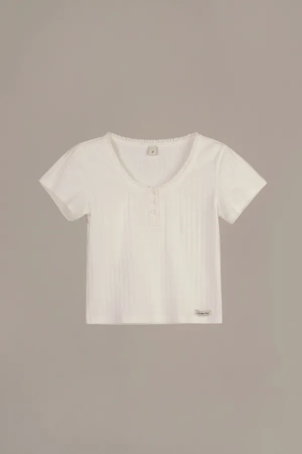 BUTTON EYELET T-SHIRT_IVORY
