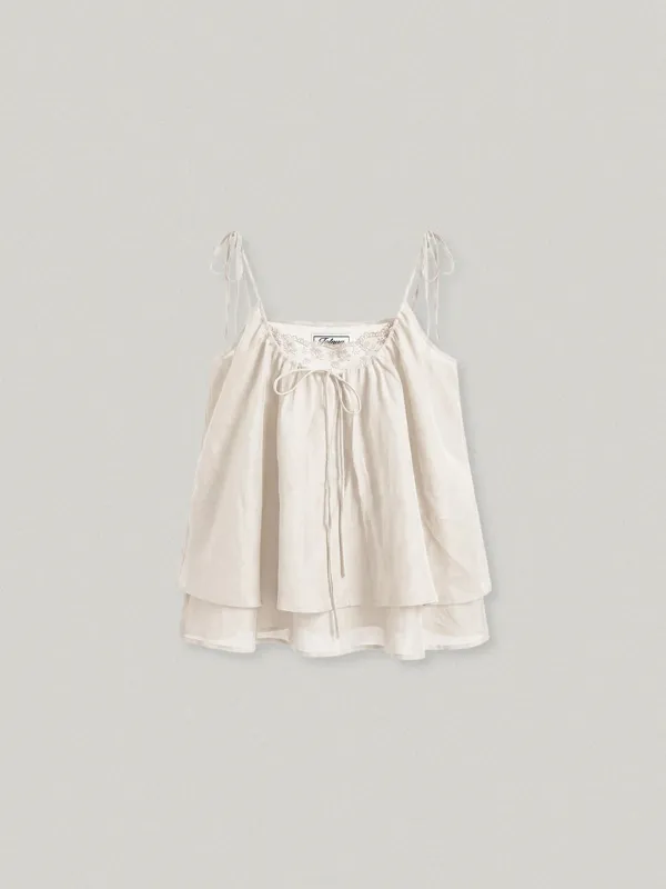 DUA LACE SLEEVELESS BLOUSE - CREAM두아 슬리브리스 블라우스