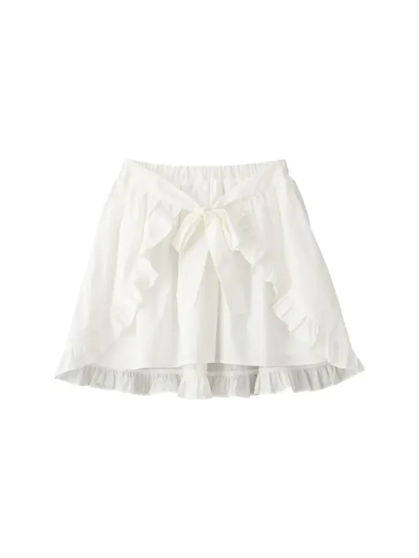 Layered Shirring Mini Skirt_ White
