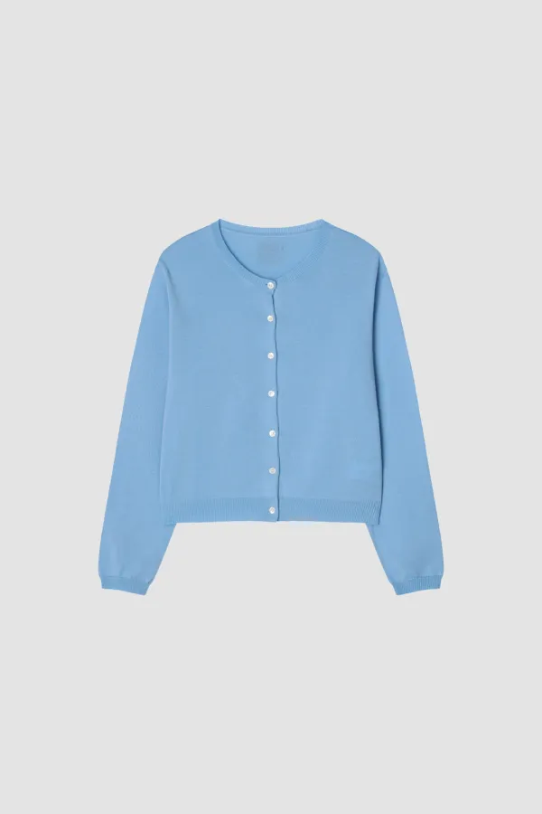 Cara Powder Blue Wool Cardigan