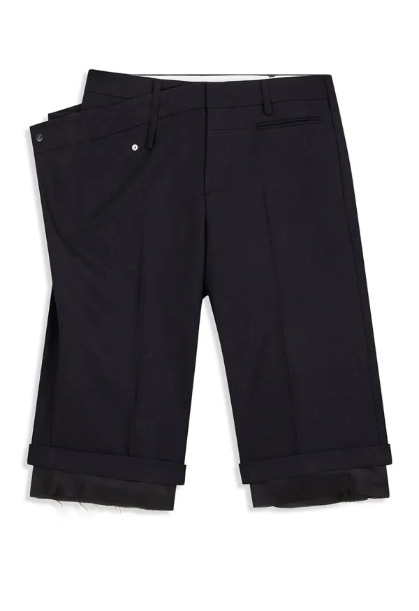 WRAP OVER BERMUDA SHORTS, BLACK
