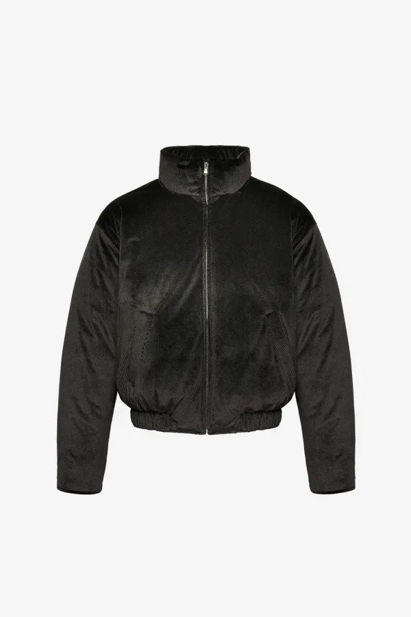 W VELVET DOWN BOMBER - BLACK