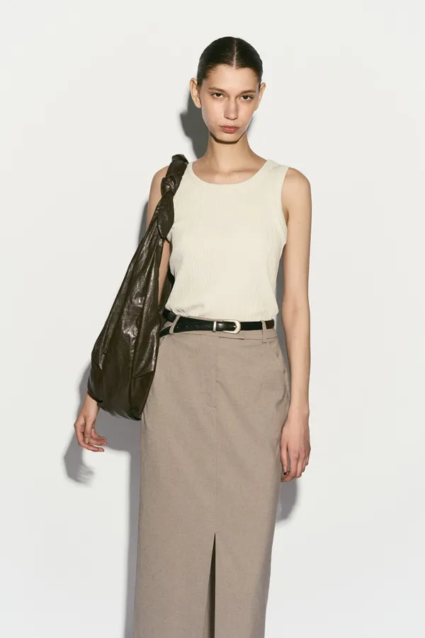 SLOUCHY HOBO BAG KHAKI BROWN