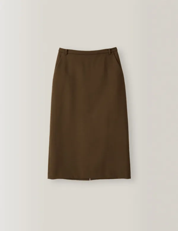 Forte Back Slit Skirt (Brown)