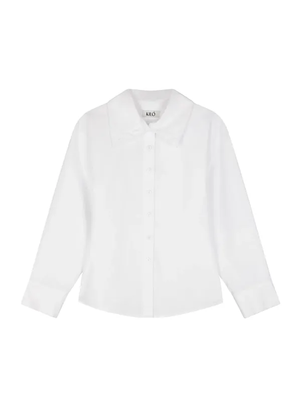 HIGH NECK SLIM-FIT SHIRT (WHITE)