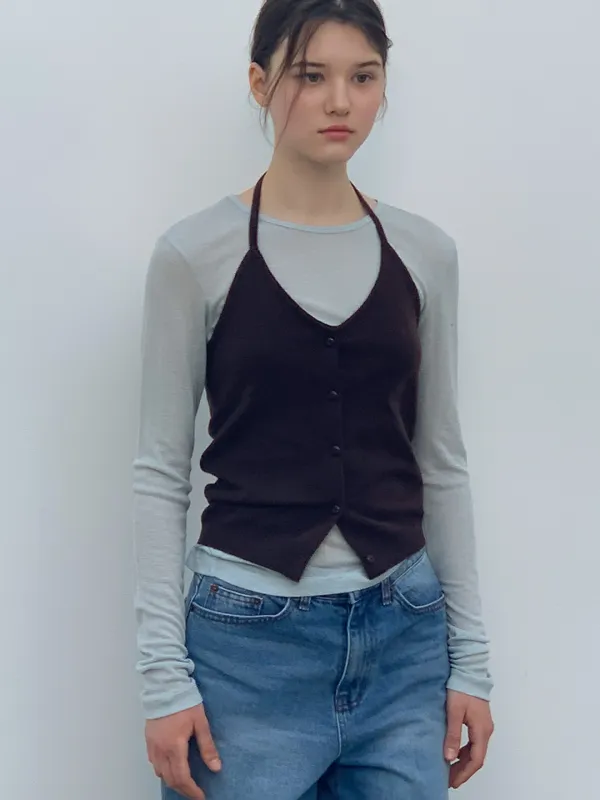 HALTER WOOL KNIT - BROWN