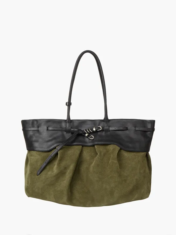 SOFT GRANDMA LAYERED BAG_dark olive suede