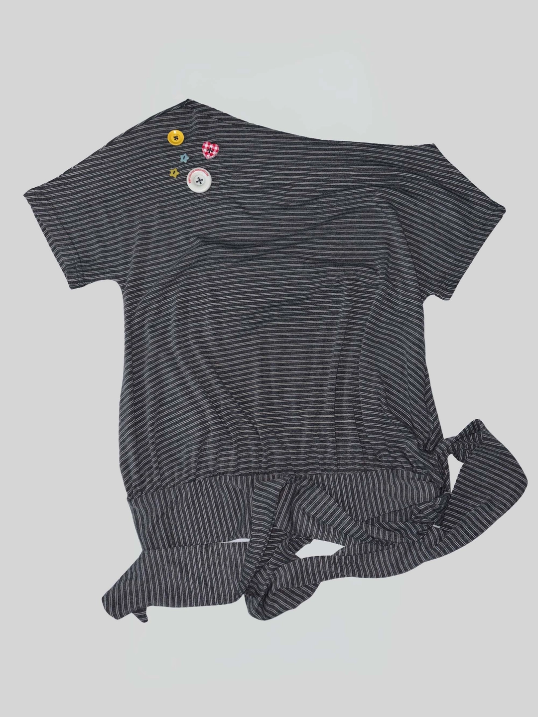 스컬프터 Off-Shoulder Button Tee Melange Gray 상품 이미지 1