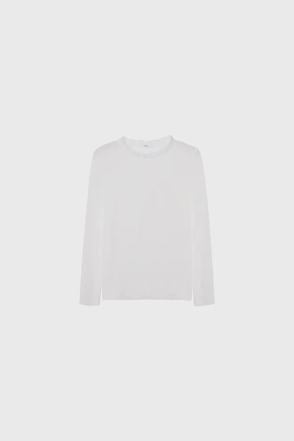 Ruffled neck t-shirt (black / white)