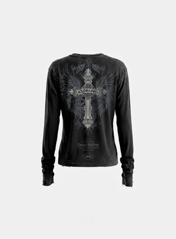 [w-tee26-297] T.M.V. RELIC CROSS 롱슬리브 - 블랙
