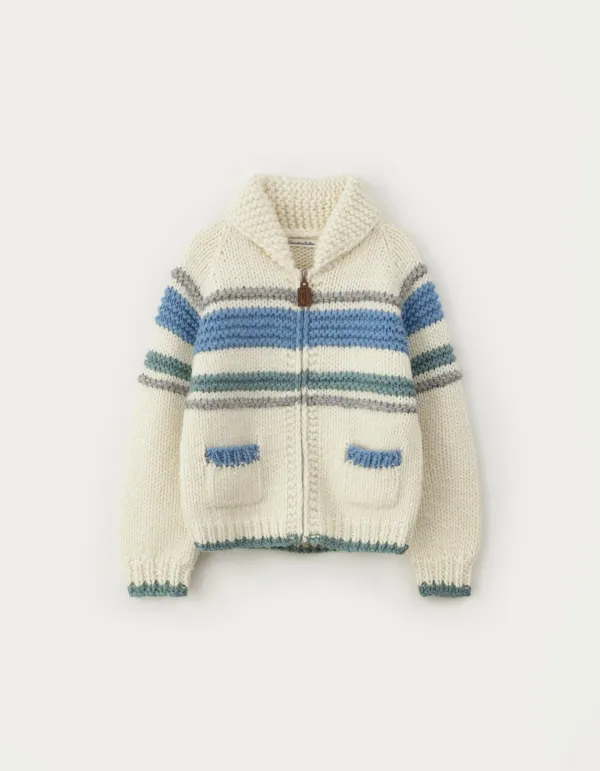 Poco Handmade Cowhichan Sweater - Ivory(Blue)