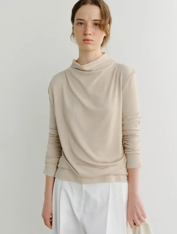 Wool Shirring Top (Beige)
